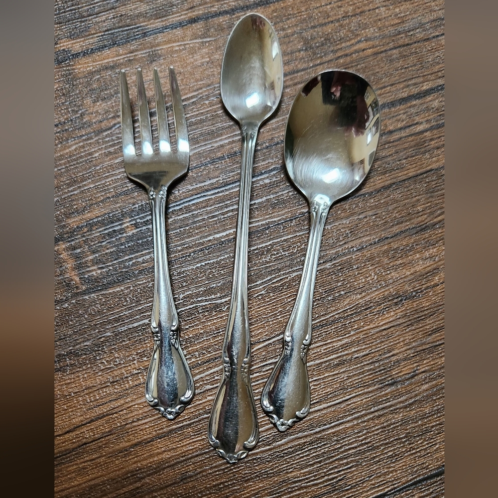 3 Pc Set Oneida Chateau Baby Spoon Fork Infant Oneida Craft Deluxe Stainless
